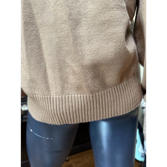 Ellen Tracy V-Neck Cable Knit Sweater Camel Tan NWT MSRP $89.00 Medium Plush - Picture 11 of 12